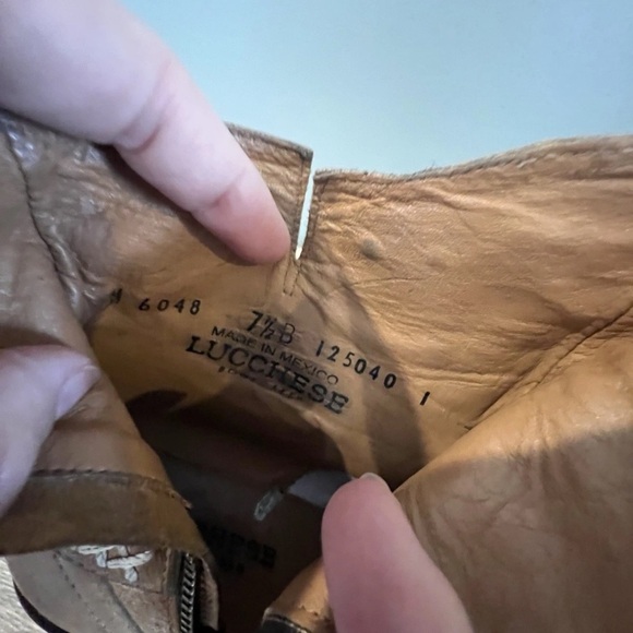 Lucchese M6048 Studded Harness Ankle Booties Tan Leather 7.5 B - Picture 8 of 9